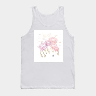 peonies in hand pink illustration Tank Top